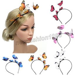 Female Hair Band Colorful Butterflies Fascinators Headclip Fairy Princess Headband For Tea Party Hair Hoop Accessories