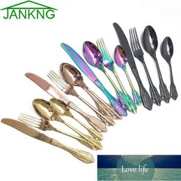 Flatware Sets 4Pcs/Set Gold FlatwareSet 304 Stainless Steel Dinnerware Set Knife Fork Spoon Dinner Mirror Cutlery Black Tableware1 Factory price expert design