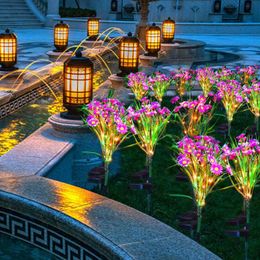Lawn Lamps 2pcs LED Artificial Fake Simulation Flower Solar Light Stake Lamp Garden Backyard Decorative