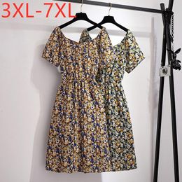 plus size dresses women 7xl UK - Plus Size Dresses Missfansiqi Fashion Ladies Summer Midi Dress For Women Short Sleeve Floral Print Chiffon 3XL 4XL 5XL 6XL 7XL