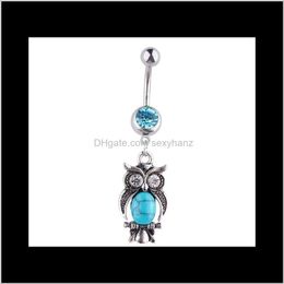 & Bell Rings Drop Delivery 2021 D0696 ( 1 ) Owl Item Aquadot Color Navel Button Piercing Jewlery 1Dot6*11*5/8 Belly Ring Body Jewelry Haq7K