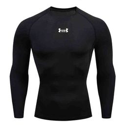 wholesale compression t shirts UK - Brand Compression Shirt Men Rashgard Fitness Long Sleeve Running Shirt Man Gym Under T Shirt Football Jersey Sportswear Tights H1203