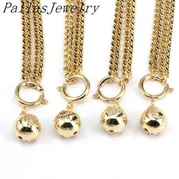 5Pcs, Gold Colour Cuban Link Chain Pendant Pave CZ Eye Heart Moon Round Ball Necklace for Women Charm Luxury Jewellery X0509