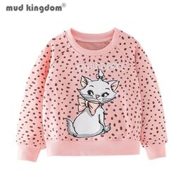 Mudkingdom Girl Pullover Sweatshirts Cartoon Unicorn Cat Long Sleeve Loose O-neck Tops for Toddler Casual Clothing Spring Autumn 211110