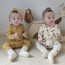 Baby Autumn Long Sleeve Home Clothing Suit Boys Girls Cartoon Cotton Tops + Long Pants 2pcs Print Pyjamas Underwear Outfits Set 210413