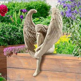 Creative Sculpture Decoration Redemption Angel Statue Jewellery Statuette Religious Garden Home 210827