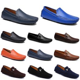 leathers doudous men casual drivings shoes Breathable soft sole Lights Tans black navys whites blue silver yellows grey footwears all-match outdoor cross-border