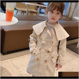 Clothing Baby Maternity Drop Delivery 2021 Dresses Fashion Infant Baby Toddler Girls Boys Kids Beige Khaki Trench Midlength Spring Fall Child