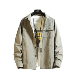100% Cotton Tooling Long Sleeve Shirt Men's Fashion Casual Jackets Coat Mens Large Size M-4XL 211217