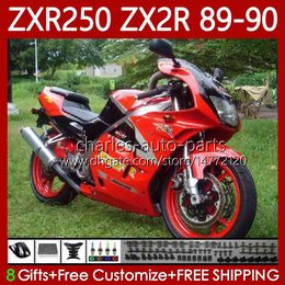 Motorcycle Fairings For KAWASAKI NINJA ZX2R ZXR250 ZX 2R 2 R R250 ZXR 250 89 90 Stock Red Bodywork 84No.60 ZX2 R ZX-2R ZXR-250 1989 1990 ZX-R250 89-98 Full Body Kit