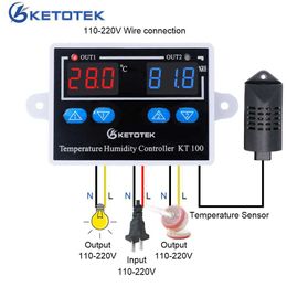 KT100 Digital Thermostat Humidity Controller Egg Incubator Temperature Humidity Controller 10A Direct Output Hygrometer Control 210719