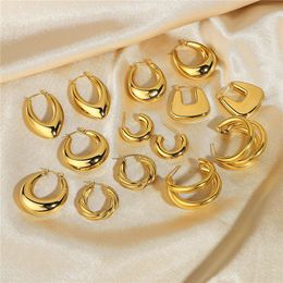 7 Designs Options Fashion Earrings Studs Jewelry Stainless Steel Yellow Gold PlatedHoops for Girls Women Party Wedding Nice Gift