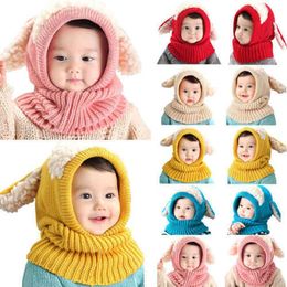 Children Hats Pom Ball Kids Beanies Cap Girls Boys Winter Warm Wool Hooded Baby Scarves Toddler Caps