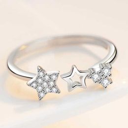 Womens Rings Crystal Jewelry small five star ring fashion simple diamond Cluster For Female Band styles