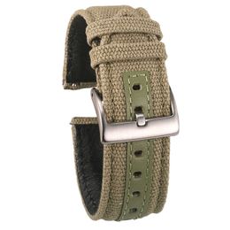 Hemsut Canvas Watch Bands Premium Material Quick Release Green Quality Nylon Watch Straps Steel Buckle 18mm 20mm 22mm 24mm H0915