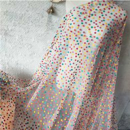 White Black Soft Rainbow Polka Dots Tulle Fabric Swiss Net Fabric And Printed Dots For Girl Dress Skirt By The Yard 210702301A