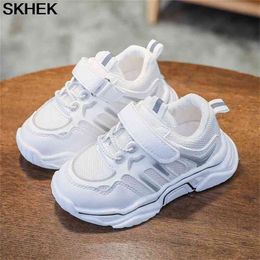 SKHEK Baby Toddler Sneakers for Kids Girls Boys Autumn White Breathable Mesh Wear-resistant Sports Running Children Shoes Rubber 210329