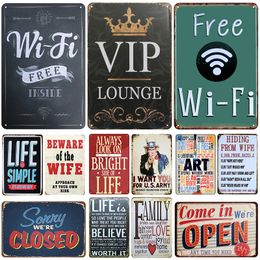 Free WiFi Plaques Metal Painting Vintage Tin Sign Pin Up Shabby Chic Decor Metal Signs Bar Decoration Metal Poster Pub Plate widely used at home dector