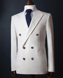 Men's Suits & Blazers 1 Piece White Men Suits& Blazer Formal Custom Made Handsome Wedding Double Breasted Party Wear Coat