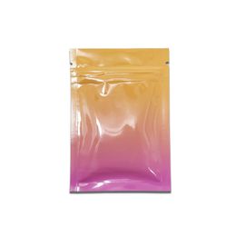 Reclosable zip lock Aluminium foil package bag Orange purple gradient Coloured self seal zipper pouches