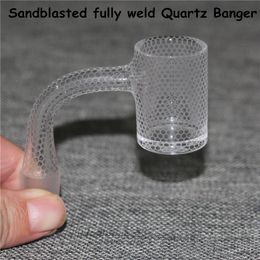 Full Weld Seamless Sandblasted Quartz Banger smoking domeless nails 14mm male Glass Marble Pearls For Water Bongs Dab Rigs silicone hand pipes