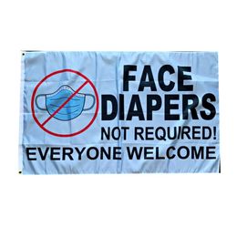 Face Diapers Not Required Everyone Welcome Flag Vivid Color UV Fade Resistant Double Stitched Decoration Banner 90x150cm Digital Print Wholesale