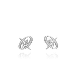 Oval cross earrings high-end Cuff light luxury niche design, simple fashion trend titanium steel Jewellery