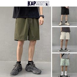 KAPMENTS Men Casual Striped Shorts Summer Mens Harajuku 5 Colours Black Sweat Korean Fashions Running 210714