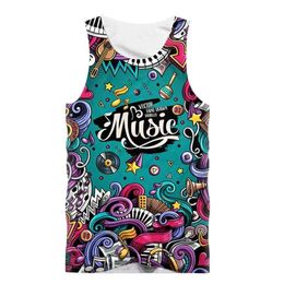 Fashion Sexy Tank Tops Men Sleeveless Vest Funny Creative Music Poster 3D Print Fitness Bodybuilding top 210623