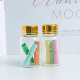 27*50mm 24pcs 15ml Glass Bottles Aluminium Screw Golden Cap Empty Transparent Clear Liquid Gift Container Wishing Bottle Jarshigh qty