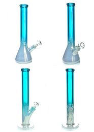 Vintage 16inch Iridescent Beaker Straight 9mm Glass Bong hookah Water pipe Oil Dab Rigs Percolator Can put customer own logo