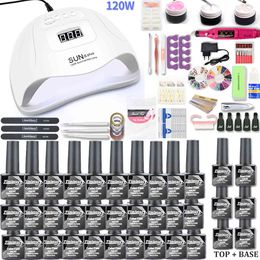 Art 120W/80W/54W UV LED LAMP Dryer & 30/20/10 Color Polish Set Nail Gel Varnish Manicure Tools Kit