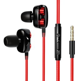 3.5mm Sport EarPhone Dual Drivers Super Bass HiFi Music Gaming Headset With MicroPhone For IPhone Samsung Huawei Xiaomi