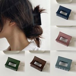 Acrylic Korean Hair Claws Clamps for Women Matte Resin Ponytail Holder Hairpins Geometric Hollow Square Hair Accesories