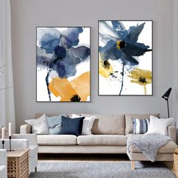 Watercolour Flower Pictures Nordic Posters Canvas Painting Wall Art For Living Room Modern Home Decor Blue Posters And Prints