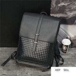 Luxury Designer Backpack Men Bag Weave Handmade Leather School Travel Men's Softback Big Mochila Hombre