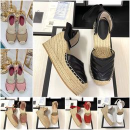 2021 Designer Donna Sandali con zeppa con plateau scarpe Vera pelle alla caviglia Stringate matelass￩ espadrillas da donna Tacco alto 12 cm