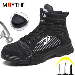 High Top Safety Boots Work Shoes Four Seasons Safety Shoes Puncture-Proof Boots Winter Shoes Lightweight Work Sneakers Male