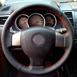 DIY Black Artificial Leather Steering Wheel Cover for Nissan Tiida 2004-2010 Sylphy 2006-2011 Versa 2007-2011 Versa Note