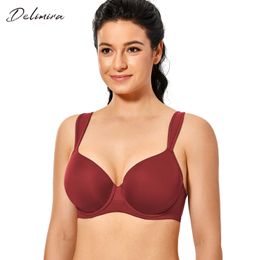 DELIMIRA Women's Plus Size Lightly Lined Comfort Strap Seamless Underwire Contour Bra 210623