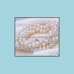 Beaded Necklaces & Pendants Jewelry Wholesale Liang Li Round 9-10Mm South Sea White Pearl Necklace 48 Inch S925 Drop Delivery 2021 Gn5Gc