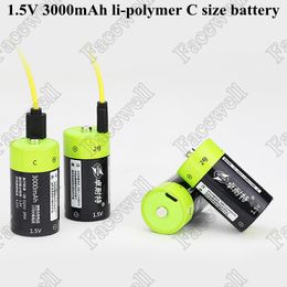 Brand 2pcs 3000mah 1.5v USB battery with 2-in-1 USB cable Type C LR14 battery for navigation electric toys rechargeable battery