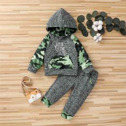 2pcs Baby Boy Street style Camouflage 's Sets Hooded Fashion Long Sleeve Infant Clothing Outfits for 210528