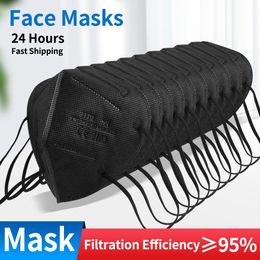 KN95 Máscara Fábrica 95% Filtro Colorido Descartável Activado Carbono Respirador Respirador 5 Camada Designer Face Masks Pacote Individual 12 Cores