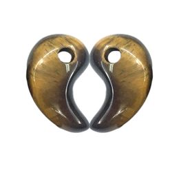 Natural Stone Gemstone Pendant Comma Shaped Jewelry Accessories Charm Small Hole Findings Smooth Surface for DIY Making