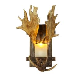 Wall Lamps E14 Socket Retro Lamp Resin American Antique Antler Sconce Light Living Room Cafe Decoration Bedside El Aisle Bra