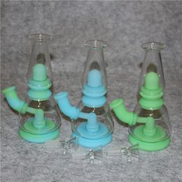 Silicone Bong Hoohaks Dab Rigs Water Pipe Bongs Oil Rig with 14mm male joint quartz banger glass bowl