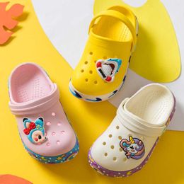 Children Shoes Summer Kids Girls Boys Sandals Slippers Soft Sole EVA Lightness Cartoon Animals Indoor Home Toddler Baby Slides 210713