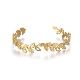 Gold Metal Copper Leaf Open Bangles Charm Arm Cuff Armlet Cuff Bangle Bracelet For Women Greek Jewellery Gift