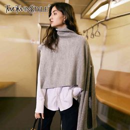 Loose Knitted Pullover For Women Turtleneck Long Sleeve Casual Sweater Female Fashion Clothing Autumn 210524